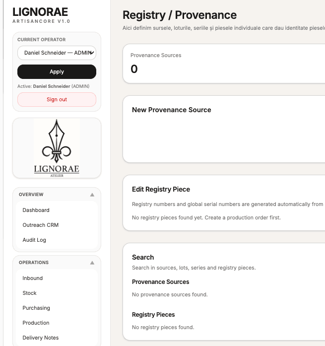 LIGNORAE archive and object documentation