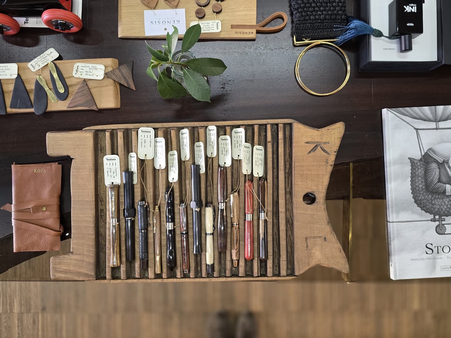 LIGNORAE writing instruments displayed on a table at TEXTURA Concept Store
