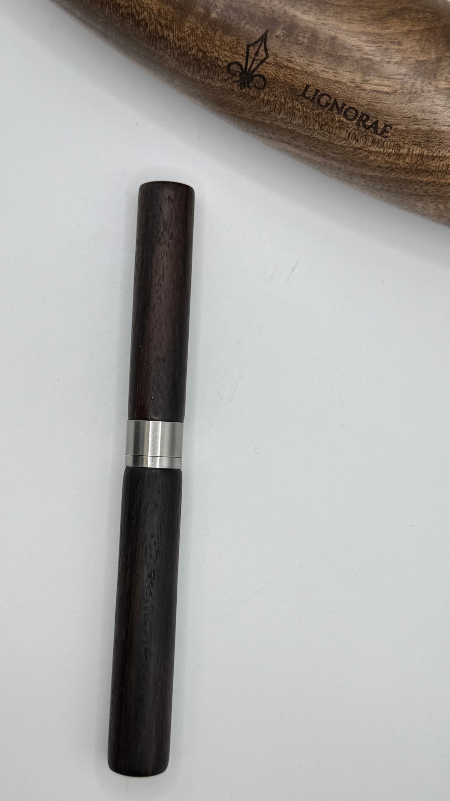 No. 38, handcrafted LIGNORAE fountain pen in East Indian rosewood (Dalbergia latifolia), The First One Hundred edition piece