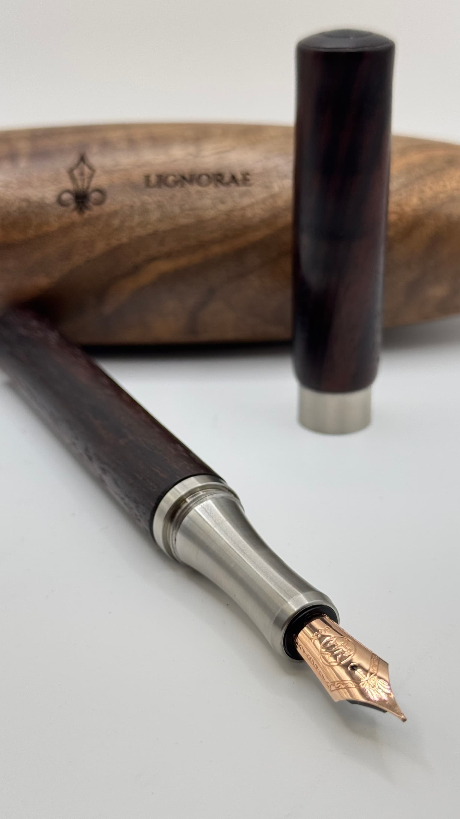 No. 39, handcrafted LIGNORAE fountain pen in East Indian rosewood (Dalbergia latifolia), The First One Hundred edition piece