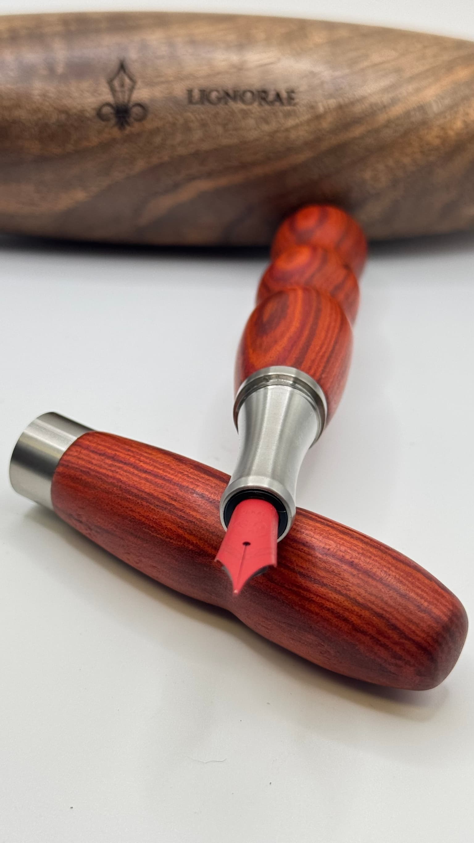 No. 40 - Sinuosa, handcrafted LIGNORAE fountain pen in Red Heart / Chakte Kok (Simira salvadorensis), The First One Hundred edition piece