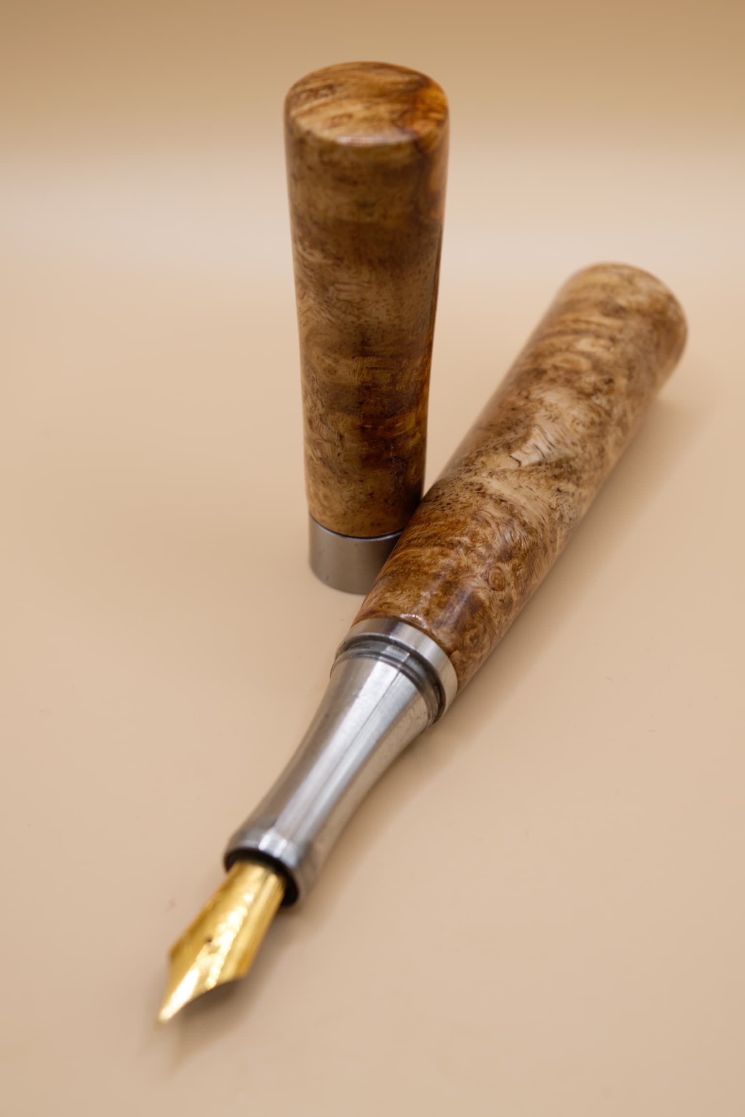 No. 47 - Colours, handcrafted LIGNORAE fountain pen in Golden amboina burl (Pterocarpus indicus Willd), The First One Hundred edition piece